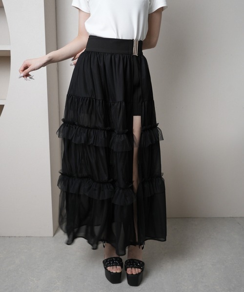 LIPSERVICE(リップサービス)の「2wayティアードロングスカート(スカート・レディース・ピンク/アイボリー/ブラック・S/M)」の1枚目の写真
