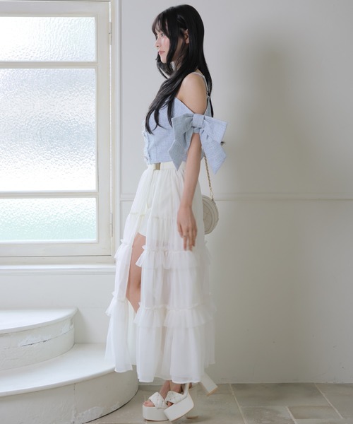 LIPSERVICE(リップサービス)の「2wayティアードロングスカート(スカート・レディース・ピンク/アイボリー/ブラック・S/M)」の6枚目の写真