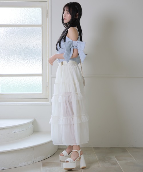 LIPSERVICE(リップサービス)の「2wayティアードロングスカート(スカート・レディース・ピンク/アイボリー/ブラック・S/M)」の7枚目の写真