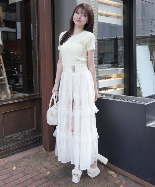 LIPSERVICE(リップサービス)の「2wayティアードロングスカート(スカート・レディース・ピンク/アイボリー/ブラック・S/M)」の9枚目の写真