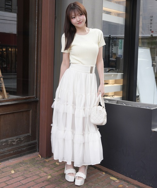 LIPSERVICE(リップサービス)の「2wayティアードロングスカート(スカート・レディース・ピンク/アイボリー/ブラック・S/M)」の10枚目の写真