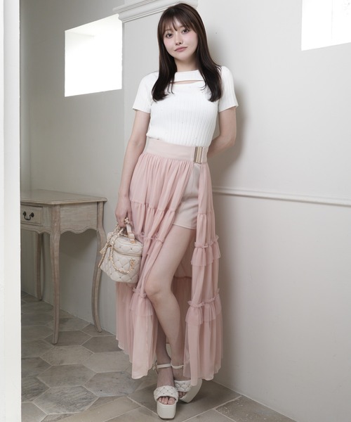 LIPSERVICE(リップサービス)の「2wayティアードロングスカート(スカート・レディース・ピンク/アイボリー/ブラック・S/M)」の13枚目の写真