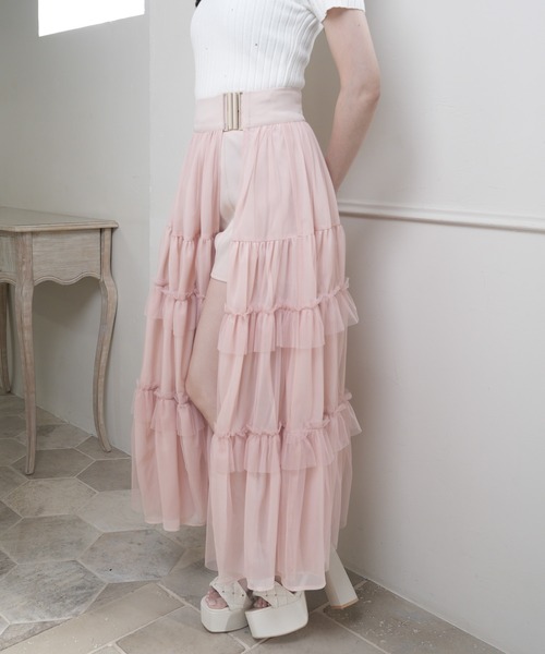 LIPSERVICE(リップサービス)の「2wayティアードロングスカート(スカート・レディース・ピンク/アイボリー/ブラック・S/M)」の14枚目の写真
