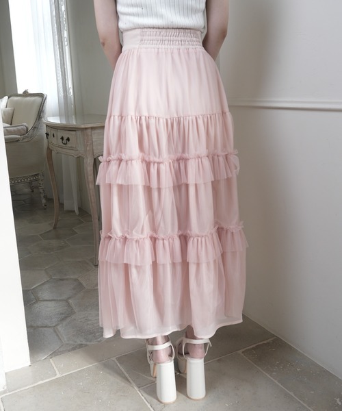 LIPSERVICE(リップサービス)の「2wayティアードロングスカート(スカート・レディース・ピンク/アイボリー/ブラック・S/M)」の15枚目の写真