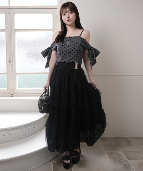 LIPSERVICE(リップサービス)の「2wayティアードロングスカート(スカート・レディース・ピンク/アイボリー/ブラック・S/M)」の16枚目の写真