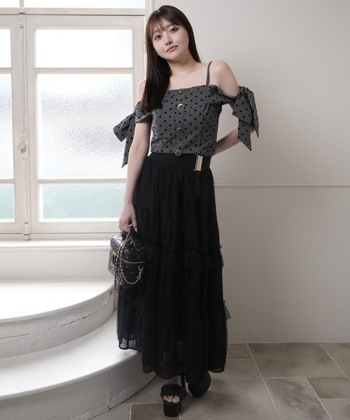 LIPSERVICE(リップサービス)の「2wayティアードロングスカート(スカート・レディース・ピンク/アイボリー/ブラック・S/M)」の17枚目の写真