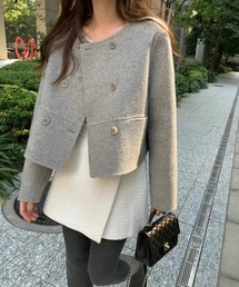 FAVORITO（ファヴォリート）の「ノーカラーボタンでメルトンジャケット（ノーカラージャケット）」