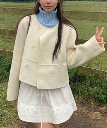 FAVORITO（ファヴォリート）の「ノーカラーボタンでメルトンジャケット（ノーカラージャケット）」