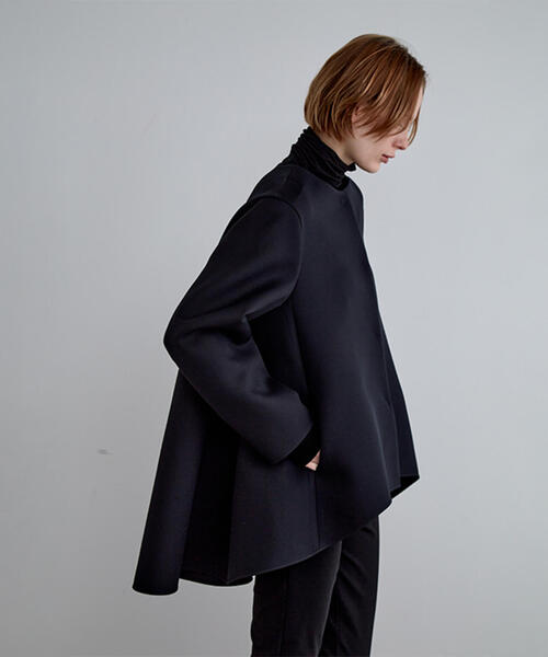 ♡FBHL♡ ◇エアートリプルクロスバックフレアジャケット（ノーカラーコート