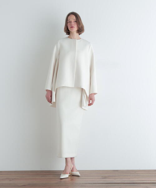 新品タグ付 LE PHIL ルフィル エアートリプルクロスバックフレアジャケット ◇エアートリプルクロスバックフレアジャケット（ノーカラーコート