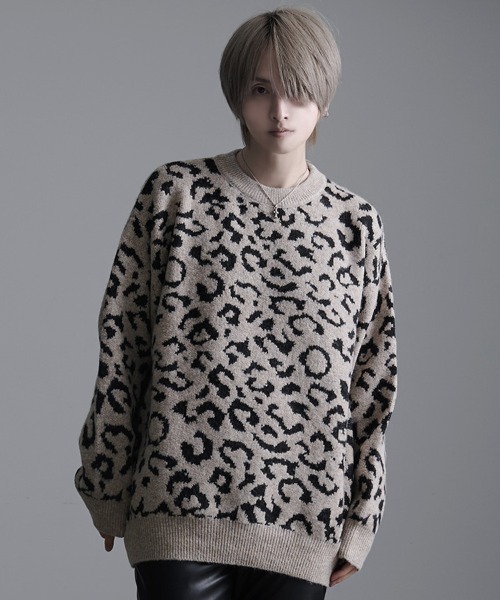 CavariA（キャバリア）の「『CavariA/キャバリア』ヒョウ柄ニットクルーネック（ニット/セーター・メンズ・グレー/ベージュ/ブルー・L/M）」の22枚目の写真