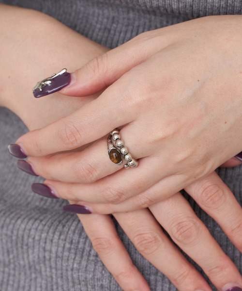 CIAOPANIC TYPY(チャオパニックティピー)の「【yuccA】BALLSTONESETRING(リング・レディース・オレンジ/ブラウン・ONE SIZE)」の2枚目の写真