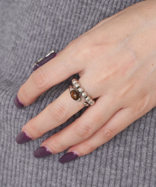 CIAOPANIC TYPY(チャオパニックティピー)の「【yuccA】BALLSTONESETRING(リング・レディース・オレンジ/ブラウン・ONE SIZE)」の5枚目の写真