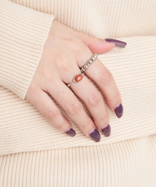 CIAOPANIC TYPY(チャオパニックティピー)の「【yuccA】BALLSTONESETRING(リング・レディース・オレンジ/ブラウン・ONE SIZE)」の6枚目の写真