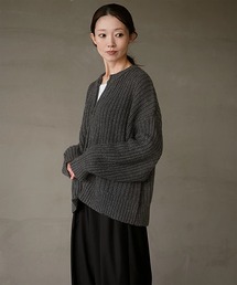 あぜ編みニット ミリタリージップカーディガン