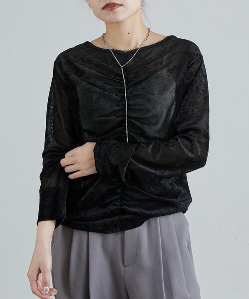 Lui's（ルイス）の「フロントシャーリングベロアプルオーバー（Tシャツ/カットソー・レディース・ブラック/ベージュ/ブラウン・FREE）」の15枚目の写真