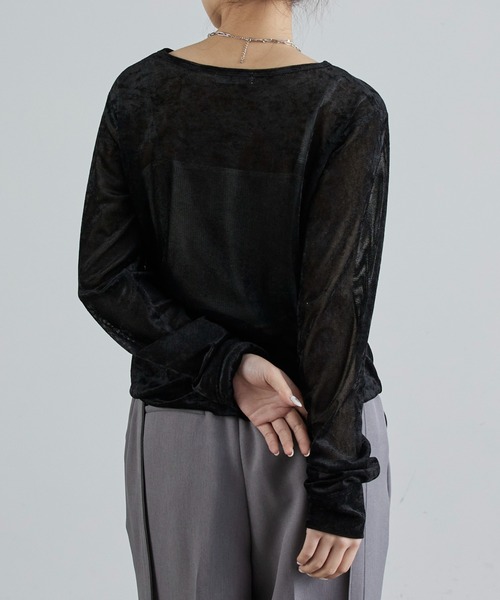 Lui's（ルイス）の「フロントシャーリングベロアプルオーバー（Tシャツ/カットソー・レディース・ブラック/ベージュ/ブラウン・FREE）」の22枚目の写真