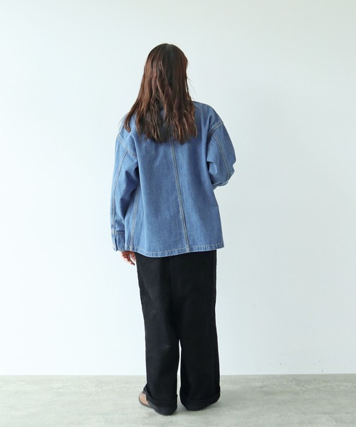 セール】12.5OZデニム カバーオール (サックスブルー)（カバーオール