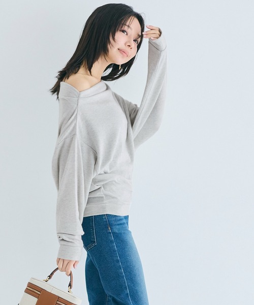 coca(coca)(コカ)の「微起毛オフショルダートップス(Tシャツ/カットソー・レディース・ホワイト/グレー・L/M/S)」の5枚目の写真