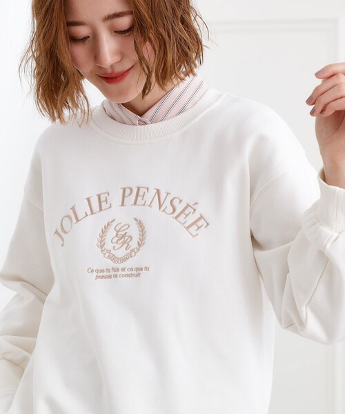 grove（グローブ）の「刺繍ロゴ裏毛スウェットプルオーバー（スウェット・レディース・グレー/ネイビー/オフホワイト・02/01/03/04/05）」の2枚目の写真