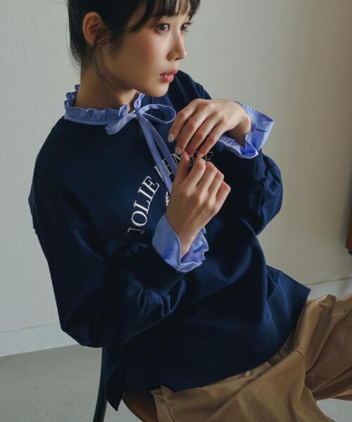 grove（グローブ）の「刺繍ロゴ裏毛スウェットプルオーバー（スウェット・レディース・グレー/ネイビー/オフホワイト・02/01/03/04/05）」の13枚目の写真