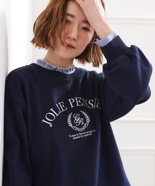 grove（グローブ）の「刺繍ロゴ裏毛スウェットプルオーバー（スウェット・レディース・グレー/ネイビー/オフホワイト・02/01/03/04/05）」の15枚目の写真