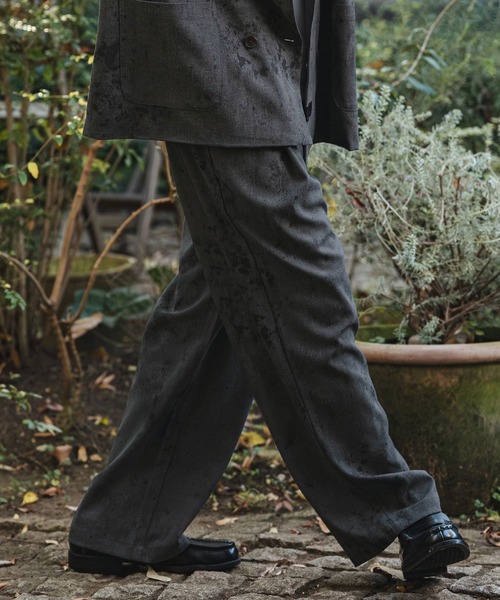 CAMBIO(カンビオ)の「mp14476- Uneven Dye Like Jacquard Two Tuck Pants 2タックパンツ(PF-261-003)(その他パンツ・メンズ・チャコール/アイボリー・L/M)」の6枚目の写真