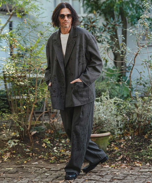 CAMBIO(カンビオ)の「mp14476- Uneven Dye Like Jacquard Two Tuck Pants 2タックパンツ(PF-261-003)(その他パンツ・メンズ・チャコール/アイボリー・L/M)」の8枚目の写真