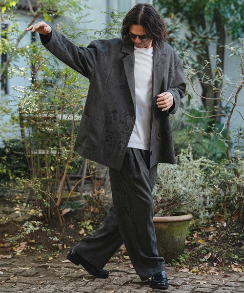 CAMBIO(カンビオ)の「mp14476- Uneven Dye Like Jacquard Two Tuck Pants 2タックパンツ(PF-261-003)(その他パンツ・メンズ・チャコール/アイボリー・L/M)」の9枚目の写真