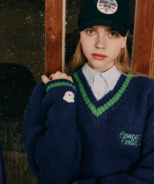 CONCEPTCOLLEGE（コンセプトカレッジ）の「コバルトブルー プレピー Vネックニット [成人男女共用]（ニット/セーター・レディース・その他・LARGE/MEDIUM）」の5枚目の写真