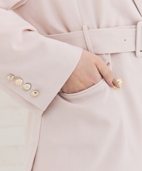 REDYAZEL（レディアゼル）の「【セットアップ可能】ベルテッドダブルジャケット（テーラードジャケット・レディース・ピンク/グレー・FREE）」の10枚目の写真