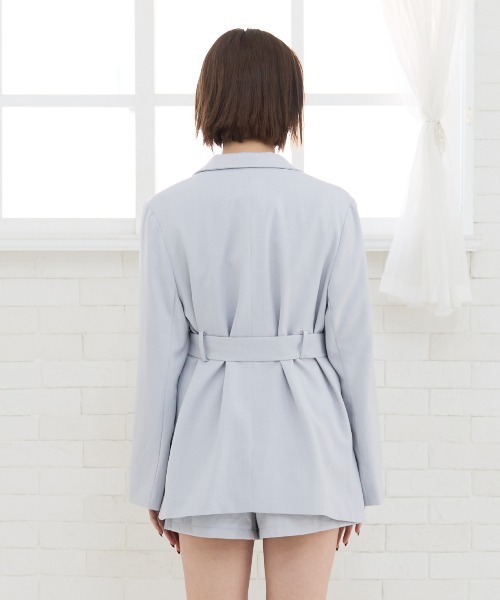 REDYAZEL（レディアゼル）の「【セットアップ可能】ベルテッドダブルジャケット（テーラードジャケット・レディース・ピンク/グレー・FREE）」の17枚目の写真