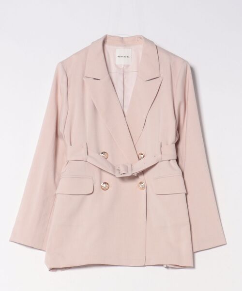 REDYAZEL（レディアゼル）の「【セットアップ可能】ベルテッドダブルジャケット（テーラードジャケット・レディース・ピンク/グレー・FREE）」の12枚目の写真
