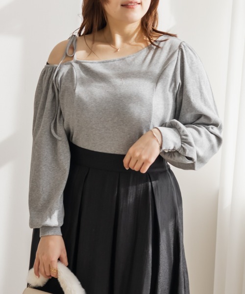 CLETTE(クレット)の「CLETTEオリジナルアシメネックリブトップス(Tシャツ/カットソー・レディース・グレー/ピンク/ブラック・3L/LL/4L)」の15枚目の写真