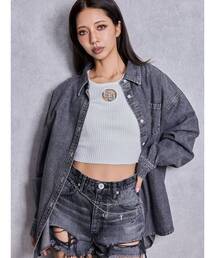 GYDA | CROSS POINTケミカルデニムシャツ(シャツ/ブラウス)