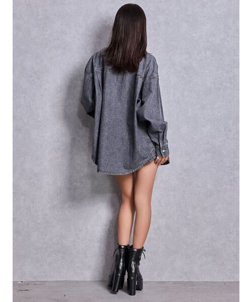 GYDA（ジェイダ）の「CROSS POINTケミカルデニムシャツ（シャツ/ブラウス・レディース・ブラック/ライトブルー・FREE）」の7枚目の写真