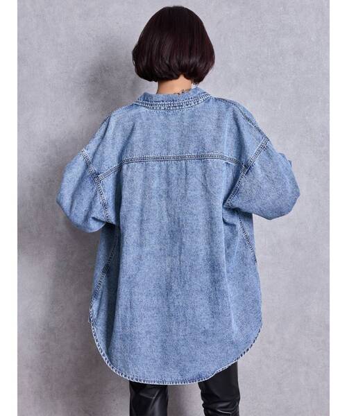 GYDA（ジェイダ）の「CROSS POINTケミカルデニムシャツ（シャツ/ブラウス・レディース・ブラック/ライトブルー・FREE）」の10枚目の写真