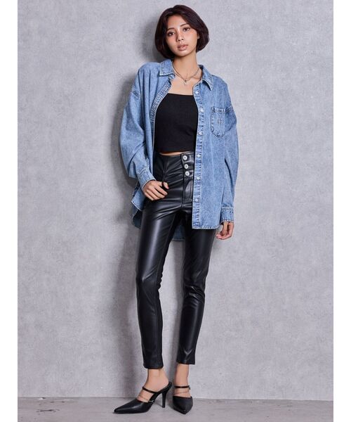 GYDA（ジェイダ）の「CROSS POINTケミカルデニムシャツ（シャツ/ブラウス・レディース・ブラック/ライトブルー・FREE）」の11枚目の写真