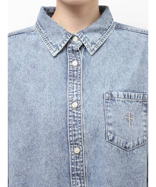 GYDA（ジェイダ）の「CROSS POINTケミカルデニムシャツ（シャツ/ブラウス・レディース・ブラック/ライトブルー・FREE）」の16枚目の写真