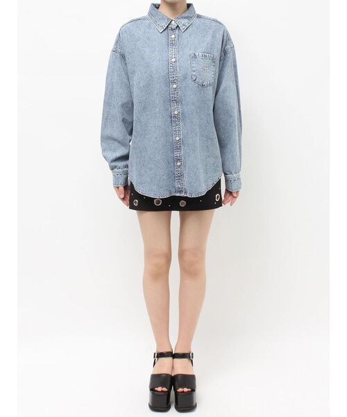 GYDA（ジェイダ）の「CROSS POINTケミカルデニムシャツ（シャツ/ブラウス・レディース・ブラック/ライトブルー・FREE）」の21枚目の写真