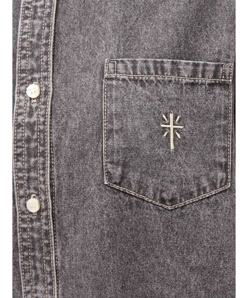 GYDA（ジェイダ）の「CROSS POINTケミカルデニムシャツ（シャツ/ブラウス・レディース・ブラック/ライトブルー・FREE）」の22枚目の写真