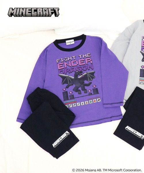 RUGGEDWORKS(ラゲッドワークス)の「【完売】《マインクラフト》キッズ 長袖 ルームウェア パジャマ(ルームウェア/パジャマ・キッズ・パープル/グレー・150/140/130)」の1枚目の写真