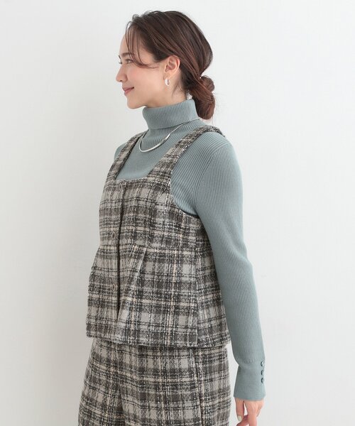 DRESKIP（ドレスキップ）の「【2点セット】着るだけで決まる クラシカルなツイード調 チェック柄セットアップ（セットアップ・レディース・ブラック系3/グレー系1/ダークブラウン系3・01/02/03/04）」の4枚目の写真