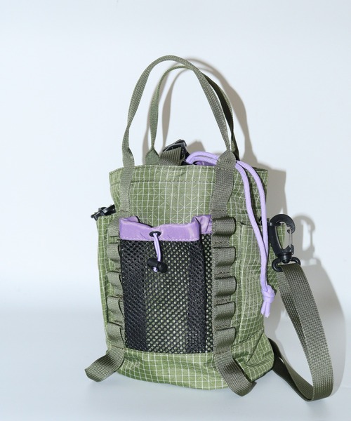 crossi(クロッシー)の「メッシュポケット リップストップ ドローストリングトート(ショルダーバッグ・レディース・ブルー/ブラック/グリーン・F)」の2枚目の写真