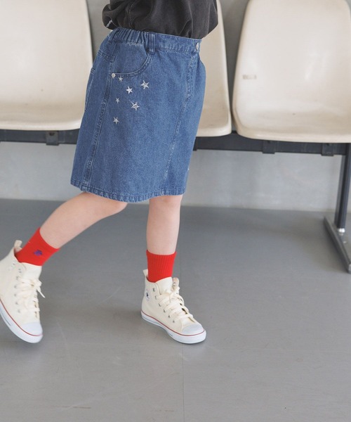 BAYFLOW（ベイフロー）の「[インナーパンツ付♪]スター刺繍デニムスカート(KIDS)（デニムスカート・キッズ・ブルー/ライトブルー・150cm/140cm/130cm/120cm/110cm）」の6枚目の写真