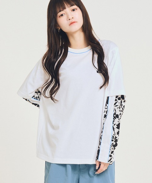 EFFECTEN（エフェクテン）の「mlt5578-Fake layered L-S Tee カットソー(efsal-21)（Tシャツ/カットソー・メンズ・ホワイト×ブルー/グレー系その他・FREE）」の2枚目の写真