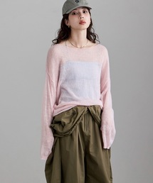 モヘアタッチボートネックニット