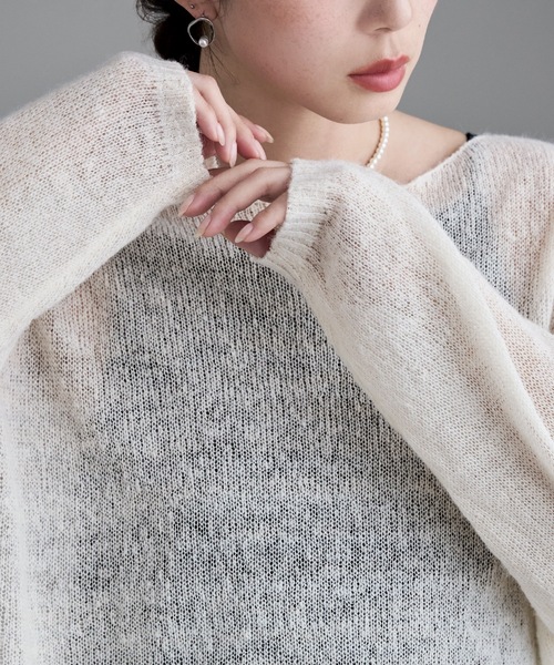 etoll.（エトル）の「モヘアタッチボートネックニット（Tシャツ/カットソー・レディース・ピンク/イエロー/チャコール/アイボリー・FREE）」の20枚目の写真