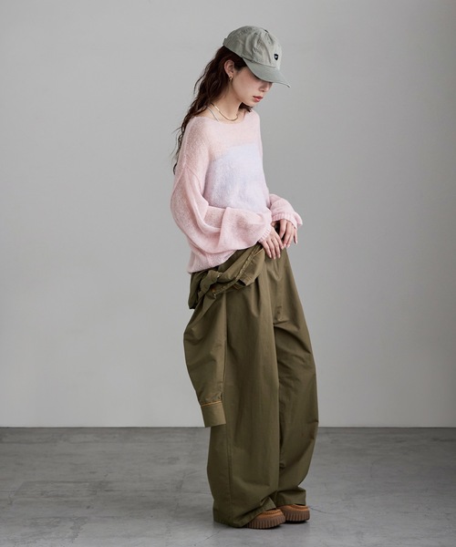 etoll.（エトル）の「モヘアタッチボートネックニット（Tシャツ/カットソー・レディース・ピンク/イエロー/チャコール/アイボリー・FREE）」の6枚目の写真