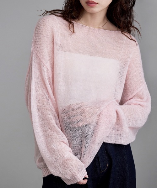 etoll.（エトル）の「モヘアタッチボートネックニット（Tシャツ/カットソー・レディース・ピンク/イエロー/チャコール/アイボリー・FREE）」の8枚目の写真